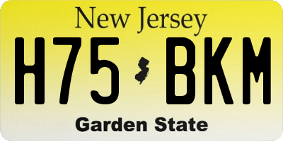 NJ license plate H75BKM