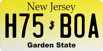 NJ license plate H75BOA
