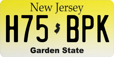 NJ license plate H75BPK