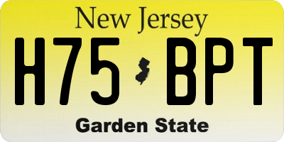 NJ license plate H75BPT