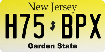 NJ license plate H75BPX