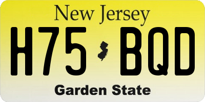 NJ license plate H75BQD