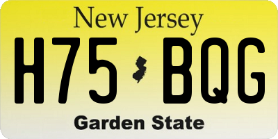 NJ license plate H75BQG