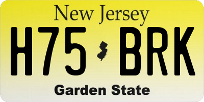 NJ license plate H75BRK