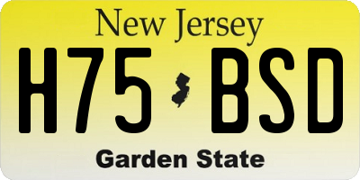 NJ license plate H75BSD