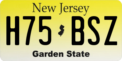 NJ license plate H75BSZ
