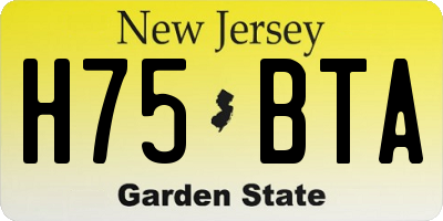 NJ license plate H75BTA