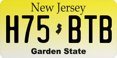 NJ license plate H75BTB