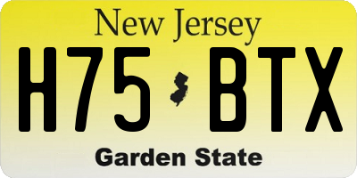 NJ license plate H75BTX