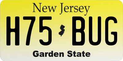 NJ license plate H75BUG