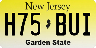 NJ license plate H75BUI