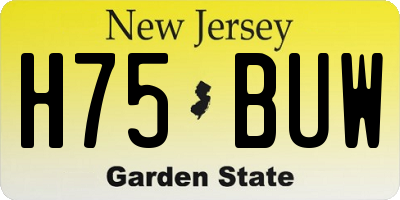 NJ license plate H75BUW