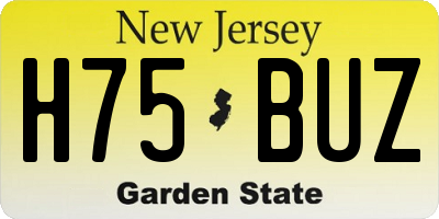 NJ license plate H75BUZ