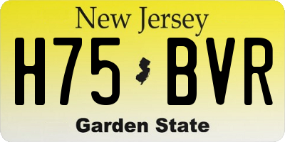 NJ license plate H75BVR