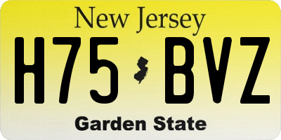 NJ license plate H75BVZ