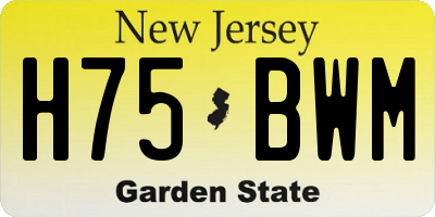 NJ license plate H75BWM