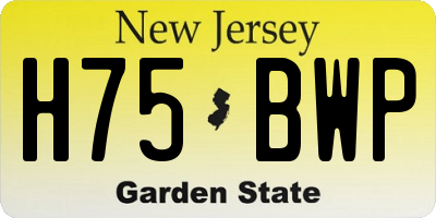 NJ license plate H75BWP