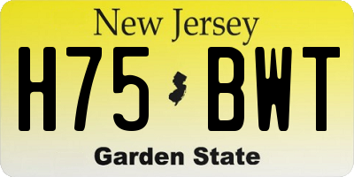 NJ license plate H75BWT