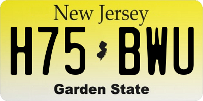 NJ license plate H75BWU