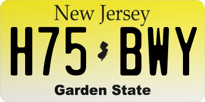 NJ license plate H75BWY