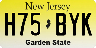 NJ license plate H75BYK