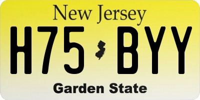 NJ license plate H75BYY
