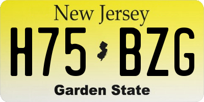 NJ license plate H75BZG