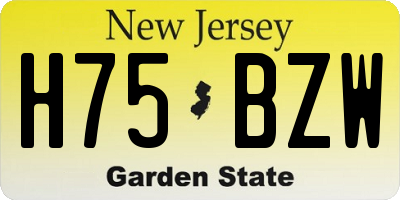 NJ license plate H75BZW