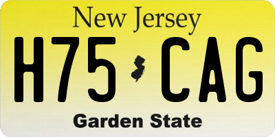 NJ license plate H75CAG