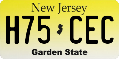 NJ license plate H75CEC