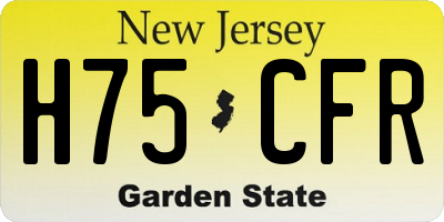 NJ license plate H75CFR