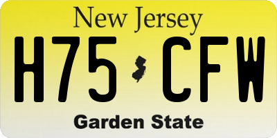 NJ license plate H75CFW