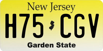NJ license plate H75CGV