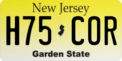 NJ license plate H75COR