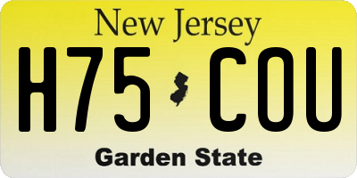 NJ license plate H75COU