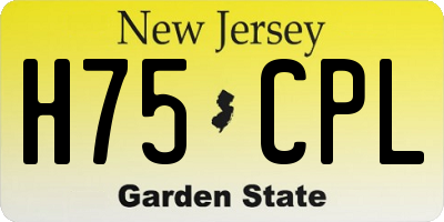 NJ license plate H75CPL