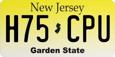 NJ license plate H75CPU