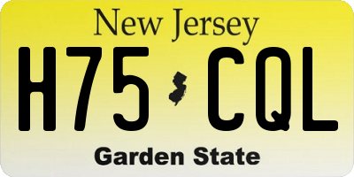 NJ license plate H75CQL
