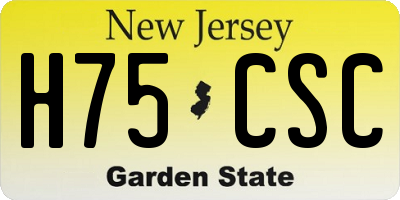 NJ license plate H75CSC