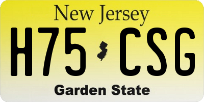 NJ license plate H75CSG