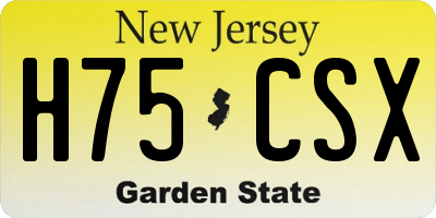NJ license plate H75CSX