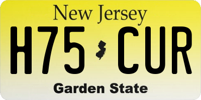 NJ license plate H75CUR