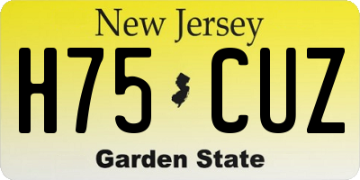 NJ license plate H75CUZ