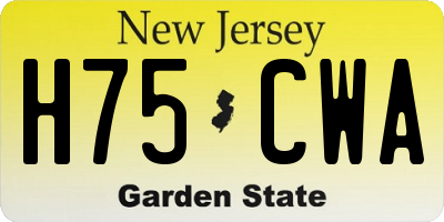 NJ license plate H75CWA