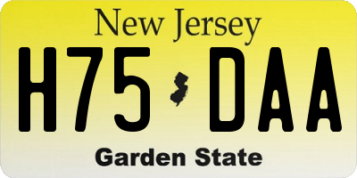 NJ license plate H75DAA