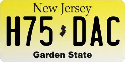 NJ license plate H75DAC