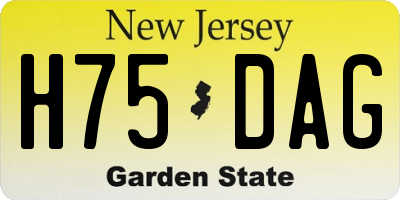 NJ license plate H75DAG