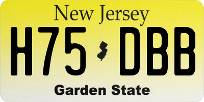 NJ license plate H75DBB