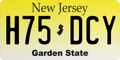 NJ license plate H75DCY