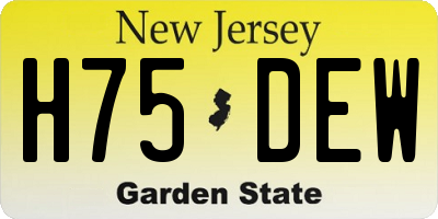 NJ license plate H75DEW
